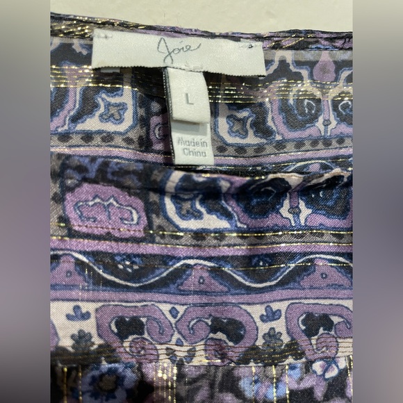 Joie Purple & Gold Silk Blouse - Picture 3 of 10